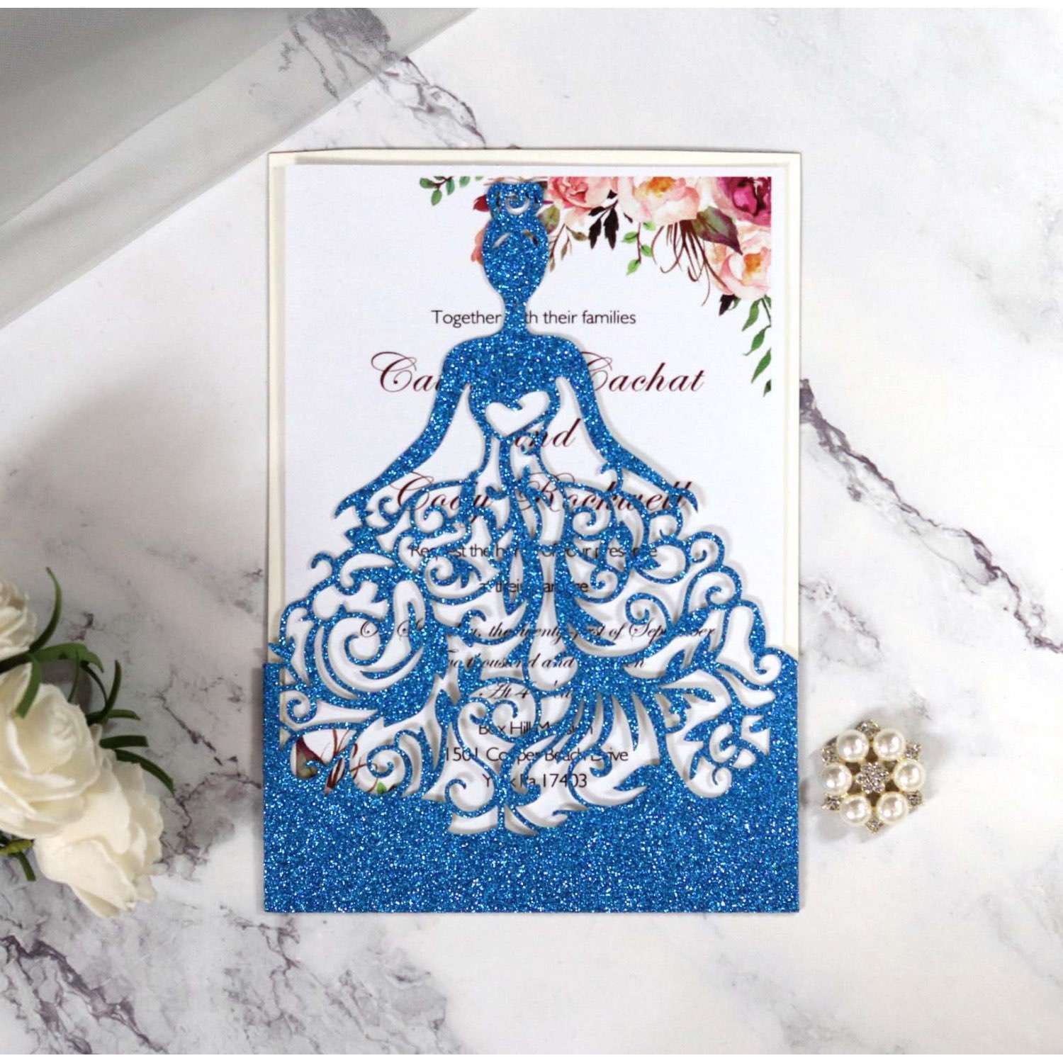 Glitter Wedding Invitation Card Personalized Custom Modern Marriage Invitation Card